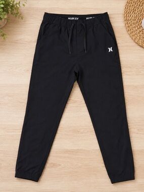 Hurley Boys XXL 18/20 Black Athletic Jogger Pants Nylon Stretch